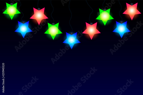 shining stars vector garland. Christmas decorations lights effects. vector design elements.