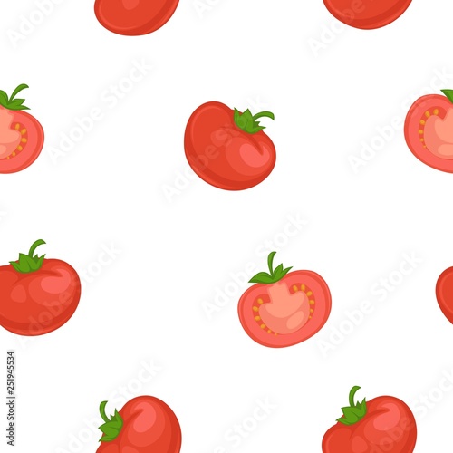 Tomato cartoon vector seamless pattern on white
