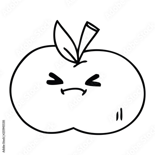 quirky line drawing cartoon apple