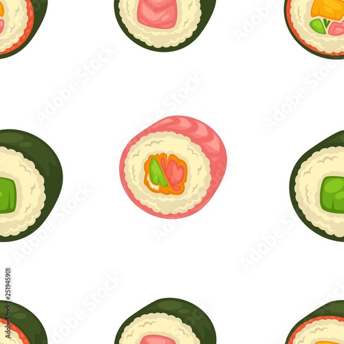 Sushi rolls set sashimi seafood japanese food vector
