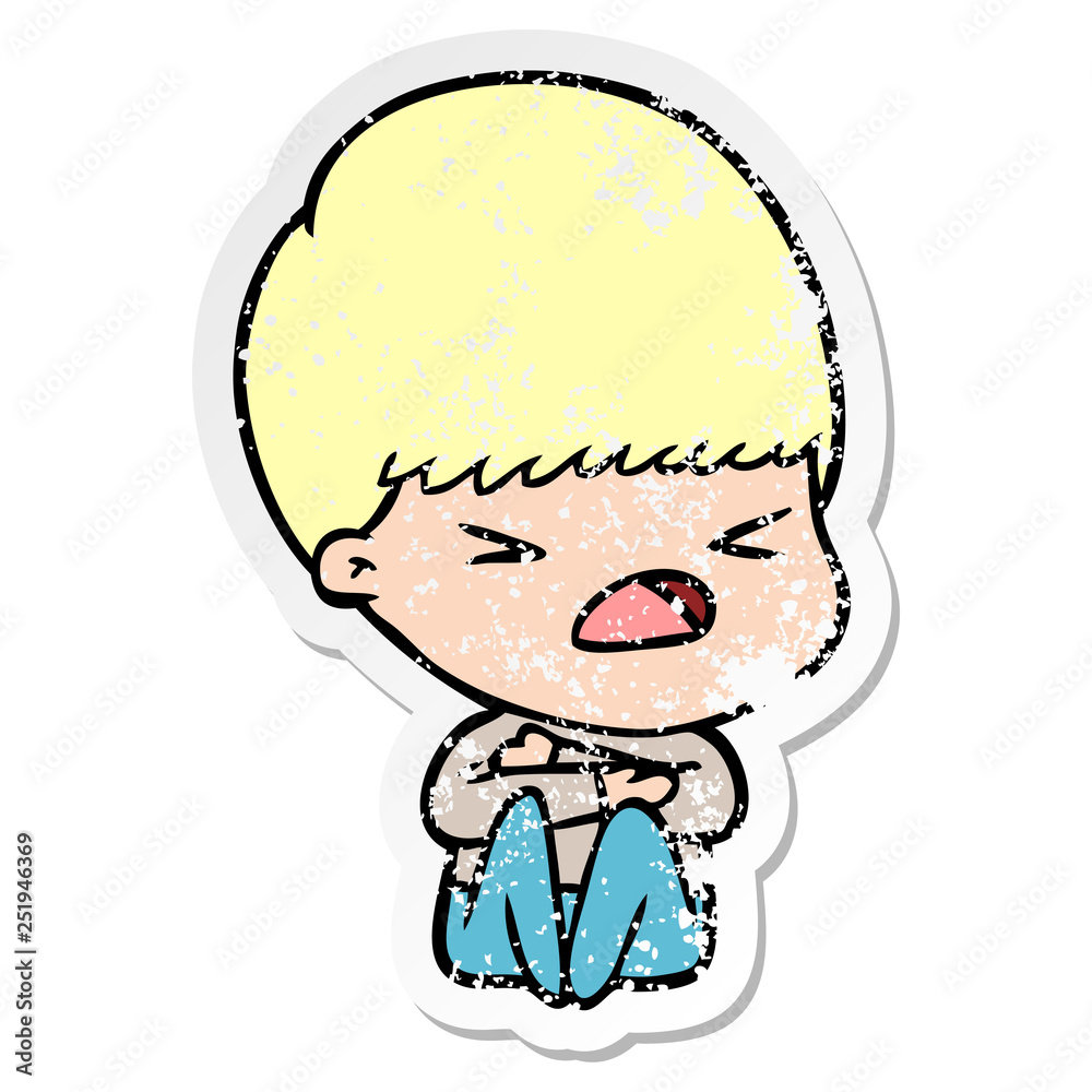 distressed sticker of a cartoon stressed man distressed sticker of a cartoon stressed man