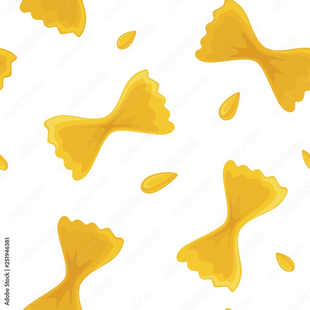 Farfalle pasta vector seamless pattern on white Farfalle pasta vector seamless pattern on white