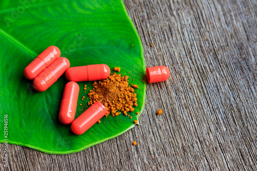 Herbal medicine in capsules for healthy eating 