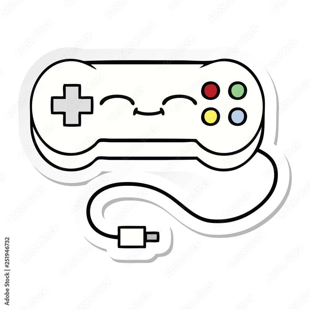 sticker of a cute cartoon game controller sticker of a cute cartoon game controller