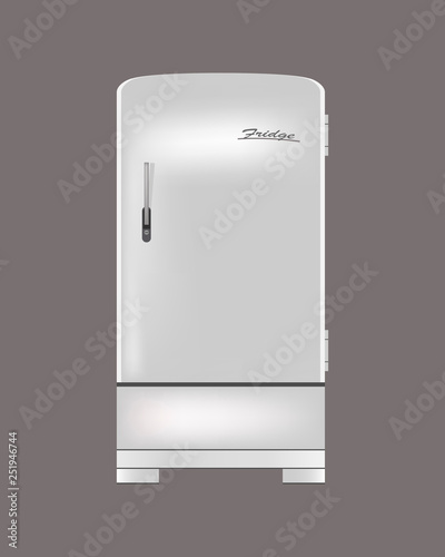 Vintage fridge. Isolated on gray background. Vector