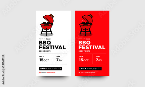 Barbeque Festival Booking App Interface Vector Illustration