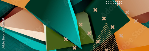 3d triangular shapes geometric background. Origami style pattern with triange shapes for decorative design. Poster design. Line design. Modern presentation template