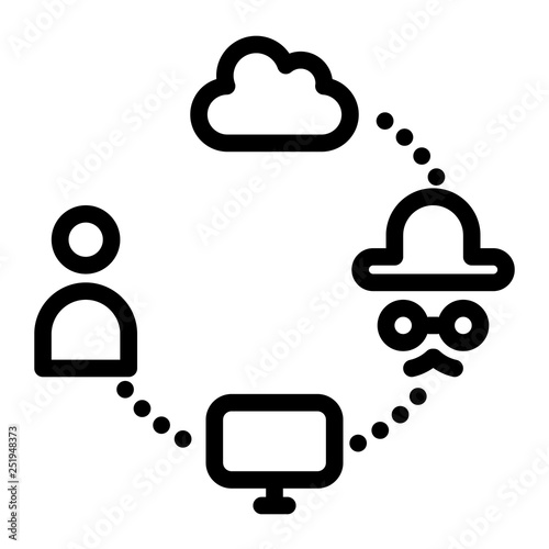 hacking icon, outline black style, seo and business illustration