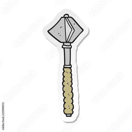 sticker of a cartoon medieval mace