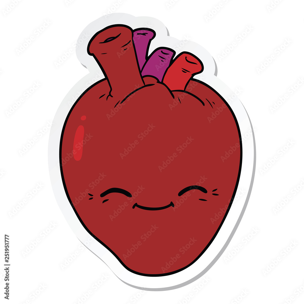 sticker of a cartoon happy heart