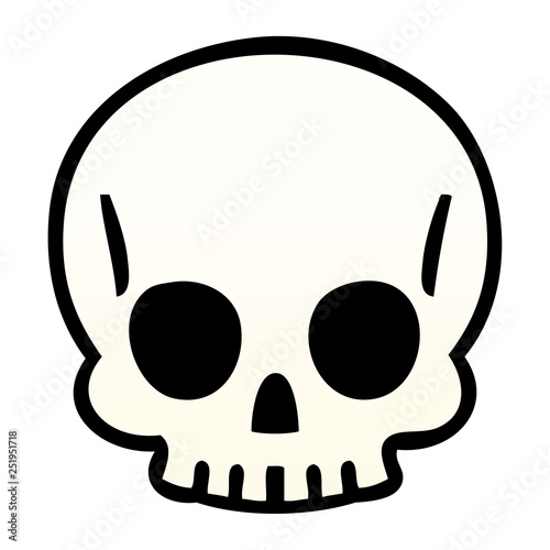 quirky gradient shaded cartoon skull