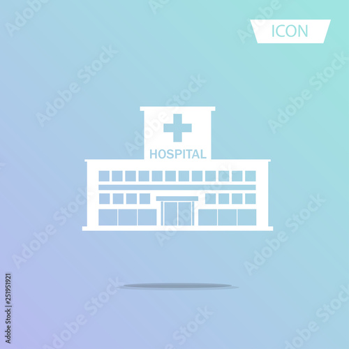Hospital icon cross building isolated on white background.