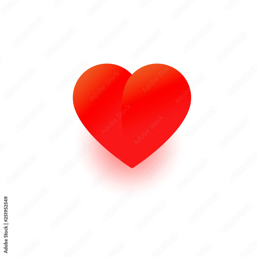 Heart, love symbol, Red vector 3d illustration isolated on white. Cute valentines day sign.