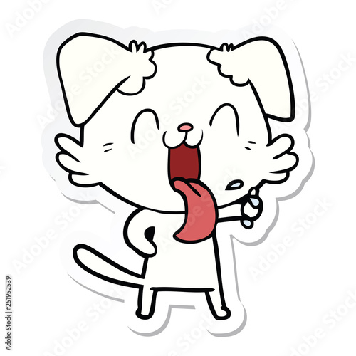 sticker of a cartoon panting dog