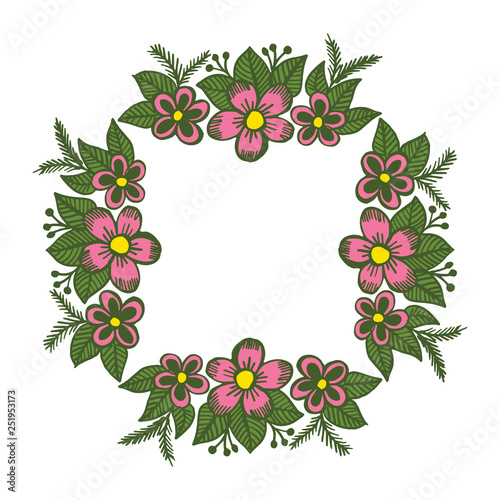 Vector illustration white background with floral frame hand drawn