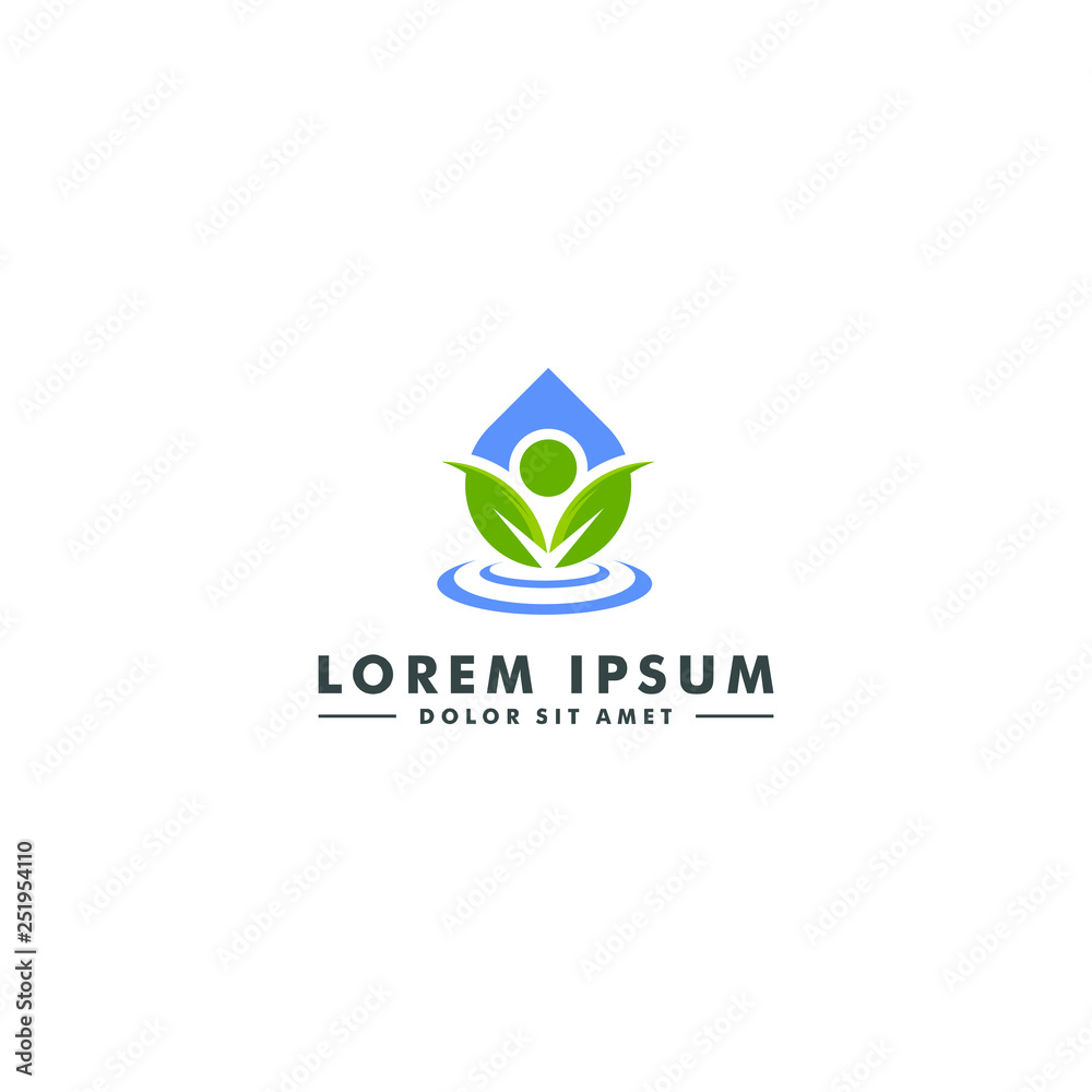 Water drop logo template, organic icon, Abstract people design vector illustration Water drop logo template, organic icon, Abstract people design vector illustration