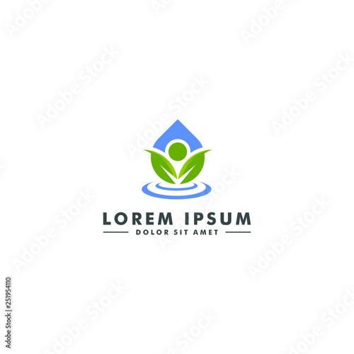 Water drop logo template, organic icon, Abstract people design vector illustration