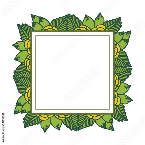 Vector illustration yellow floral frame blooms hand drawn © StockFloral