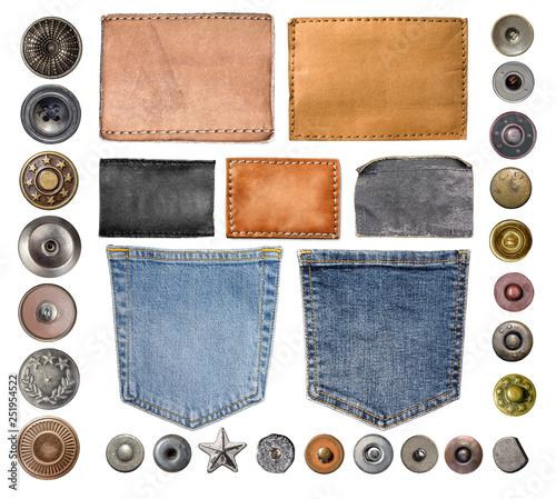 collection of various jeans parts
