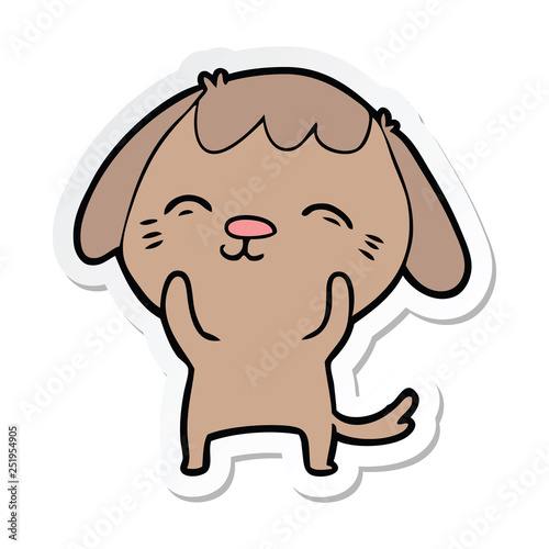 sticker of a happy cartoon dog