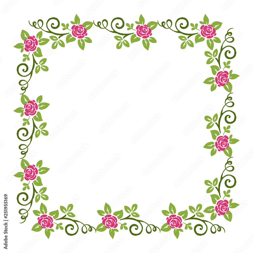 Vector illustration pink flower frame style for greeting card hand drawn Vector illustration pink flower frame style for greeting card hand drawn