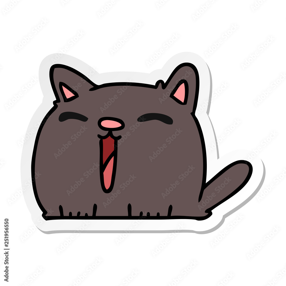 sticker cartoon of cute kawaii cat sticker cartoon of cute kawaii cat