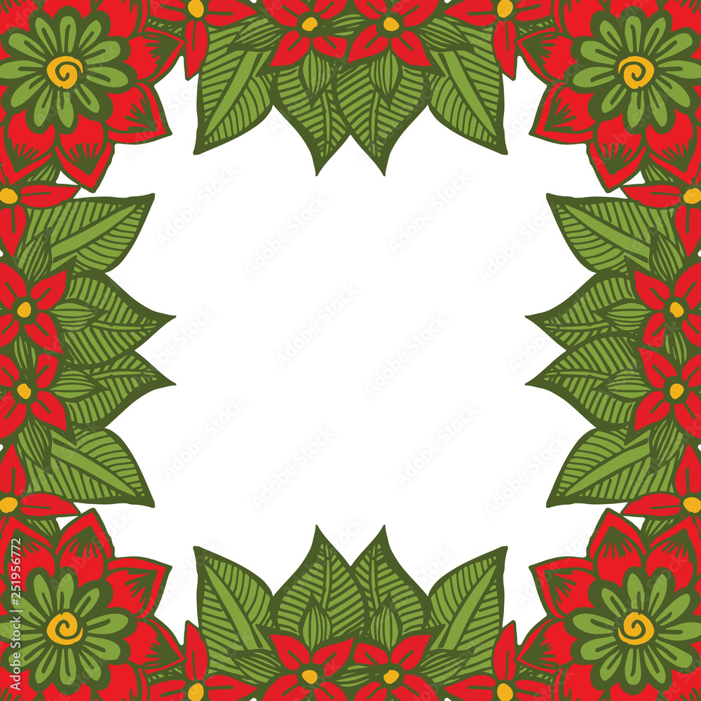 Fototapeta premium Vector illustration various forms of flower frames blooms hand drawn