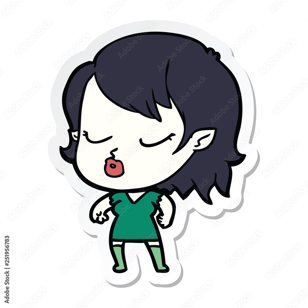 sticker of a cute cartoon vampire girl sticker of a cute cartoon vampire girl