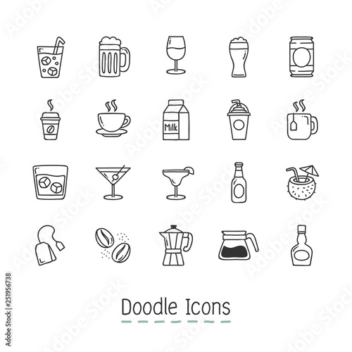 Doodle Drinks Icons.