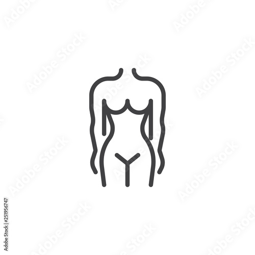 Slim female figure line icon. linear style sign for mobile concept and web design. Woman body outline vector icon. Symbol, logo illustration. Pixel perfect vector graphics