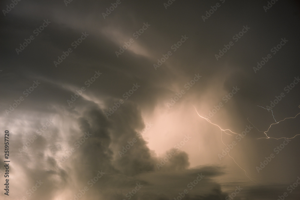 Lightning in stormy clouds