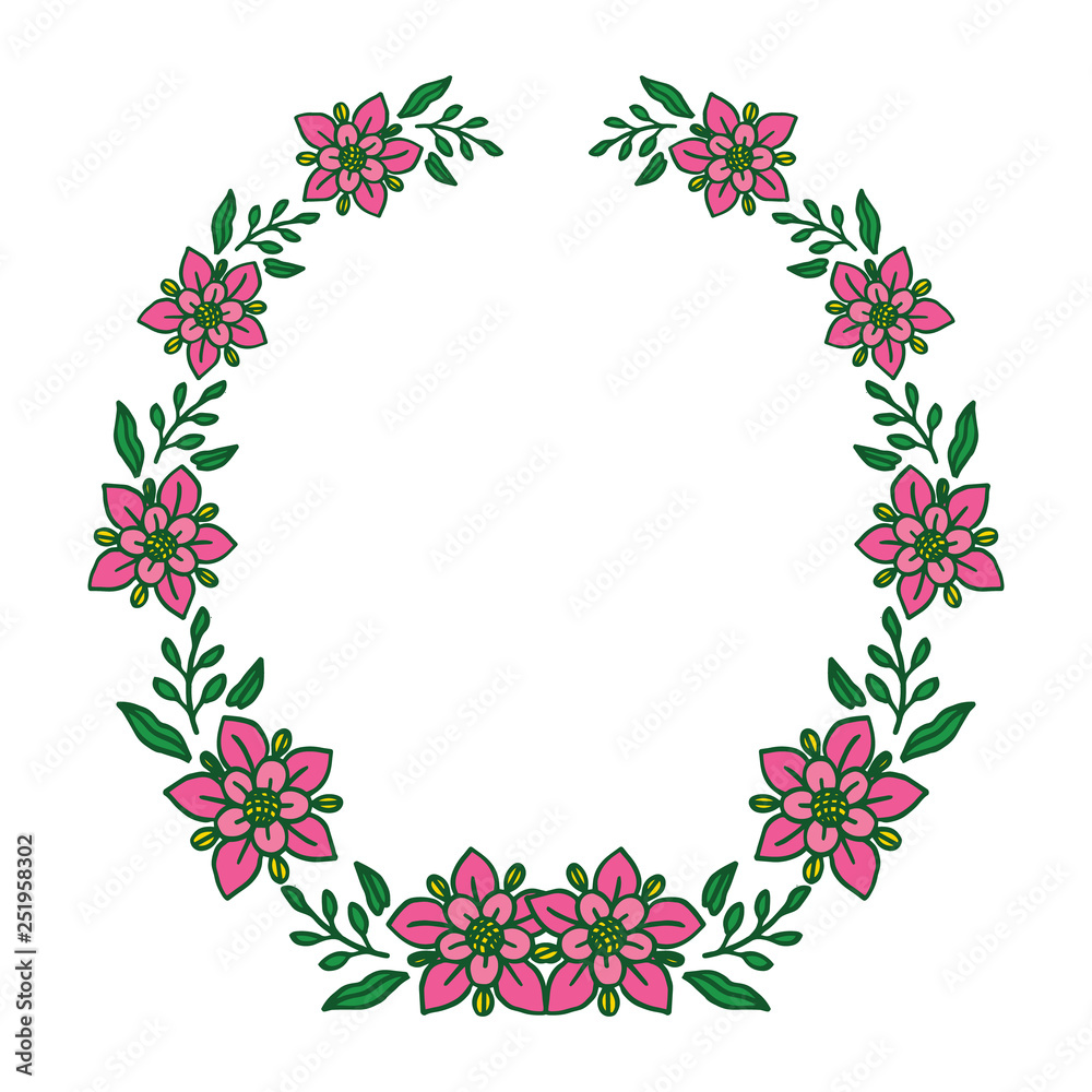 Vector illustration elegant leaf floral frame hand drawn