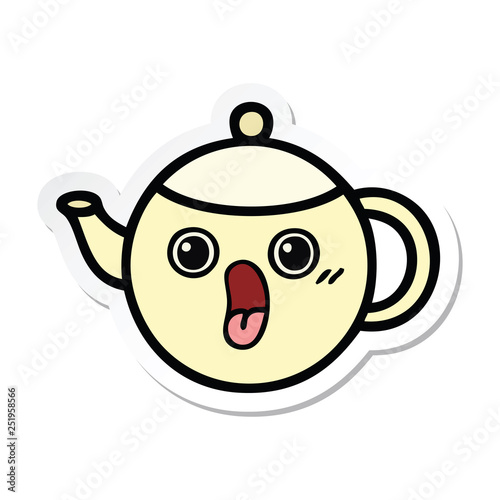 sticker of a cute cartoon tea pot