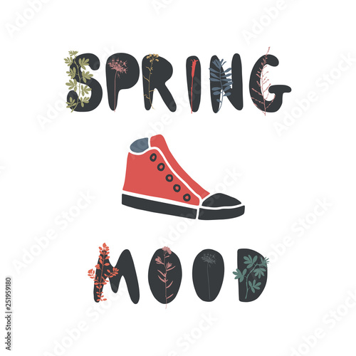 Snicker drawing and text. Vector hand drawn illustration.