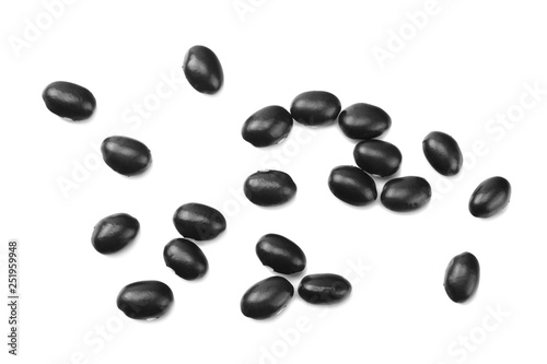 black kidney beans isolated on white background. top view