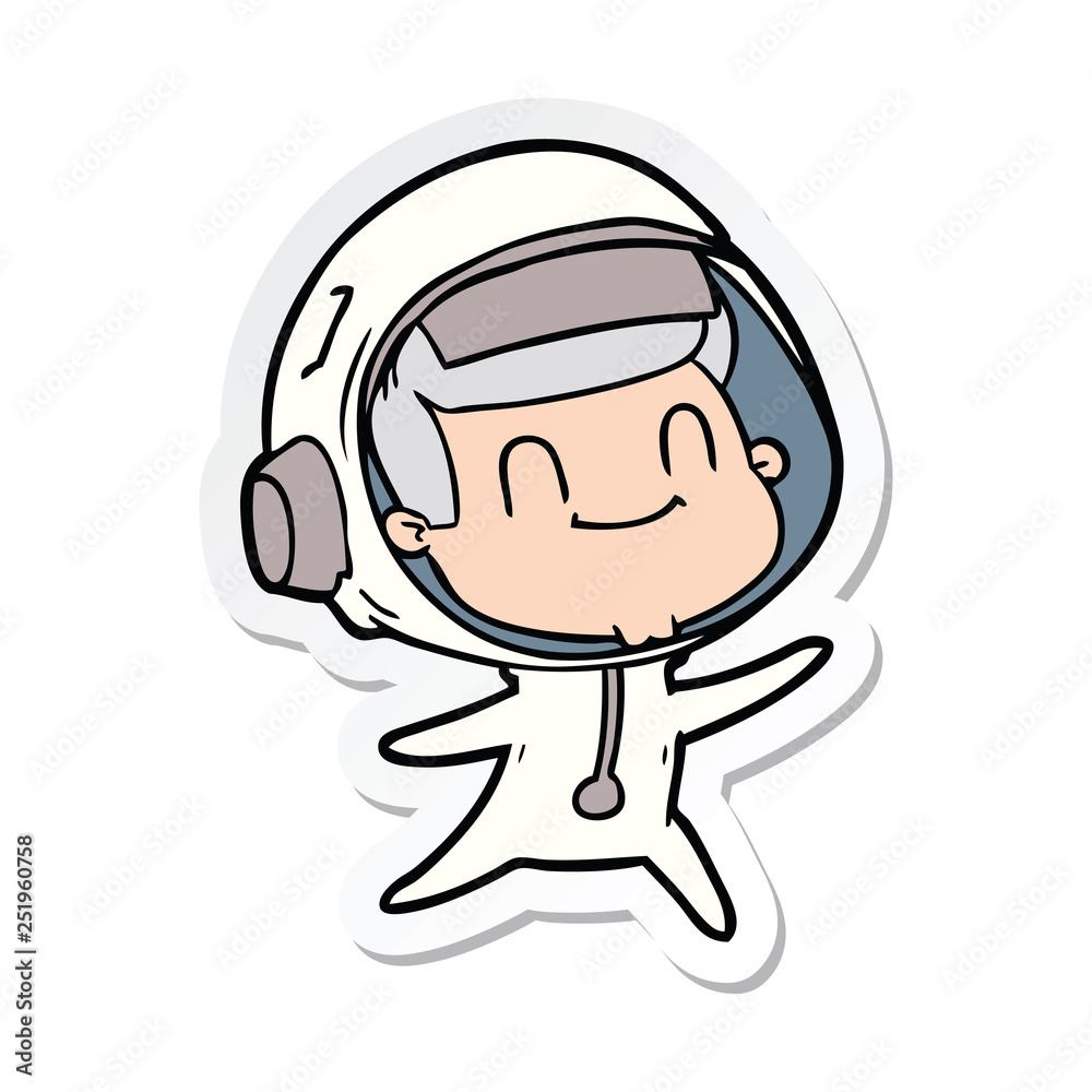 sticker of a happy cartoon astronaut sticker of a happy cartoon astronaut
