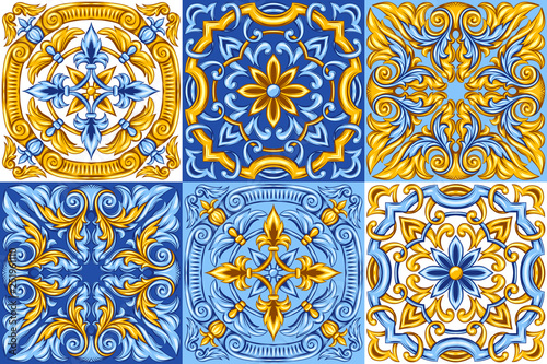 Portuguese azulejo ceramic tile pattern.