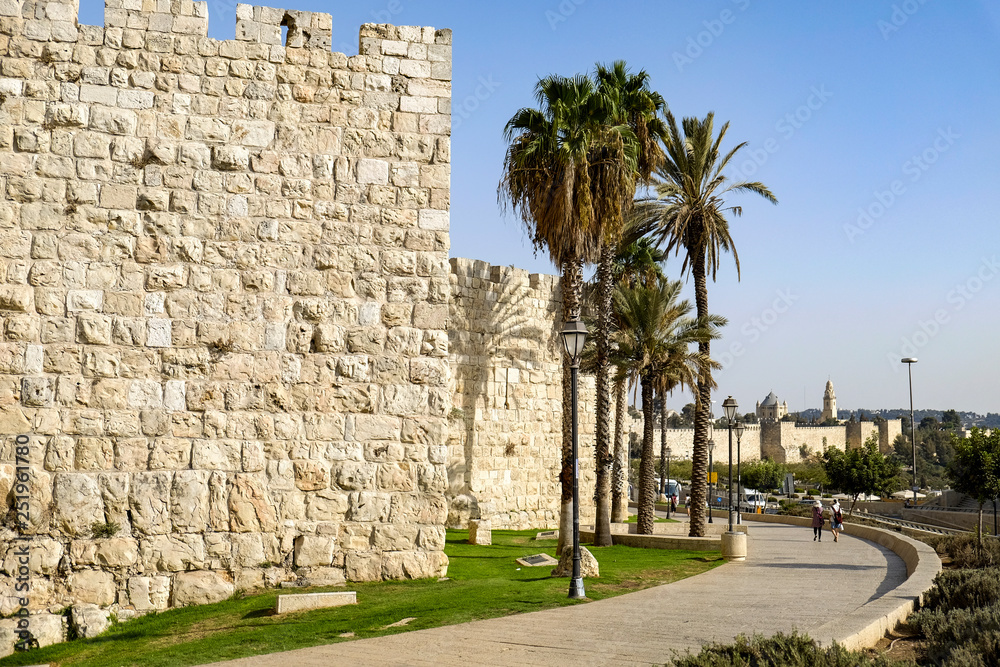 Old City Wall  in Jerusalem, Israel.  14-09-2015