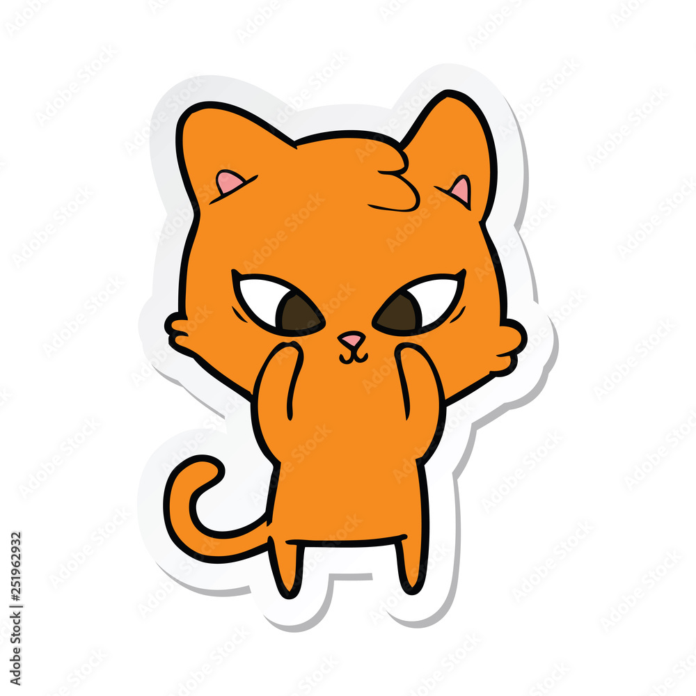 sticker of a cute cartoon cat sticker of a cute cartoon cat