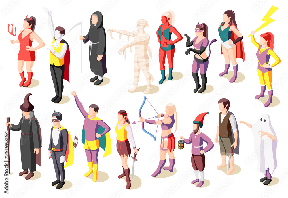 Masquerade Costumes Icons Set