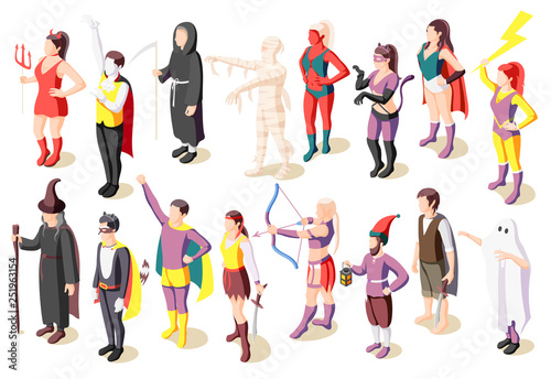 Masquerade Costumes Icons Set