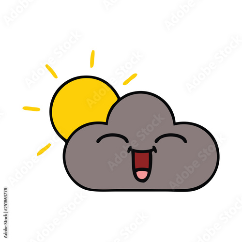 cute cartoon storm cloud and sun