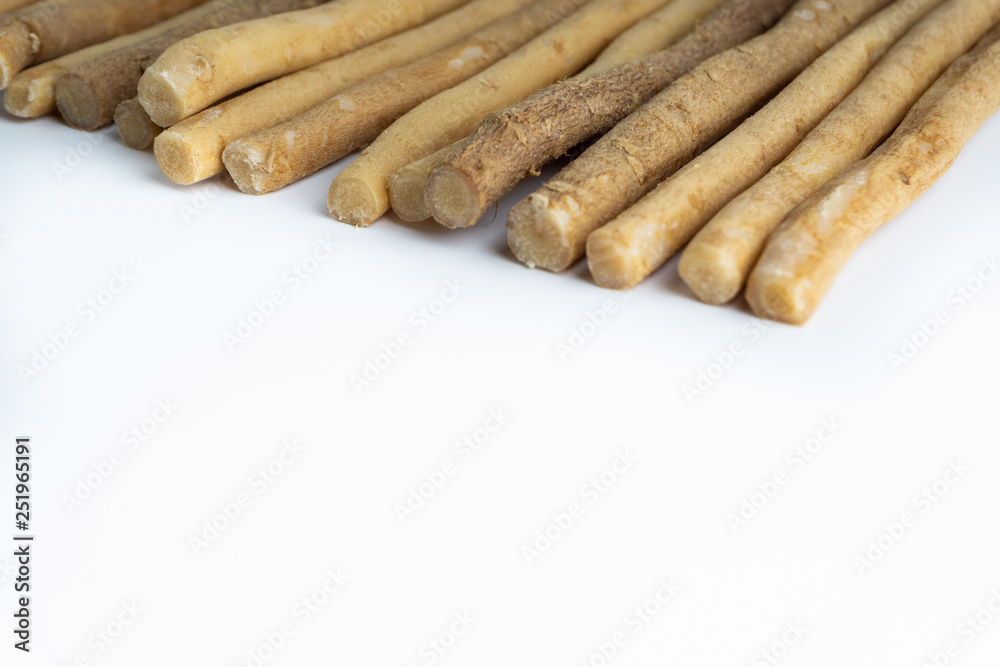 Natural toothbrush Miswak (Kayu Sugi) on white background Natural toothbrush Miswak (Kayu Sugi) on white background