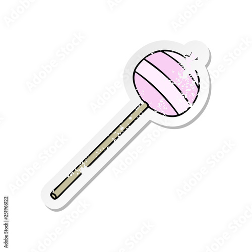 distressed sticker of a quirky hand drawn cartoon lolipop