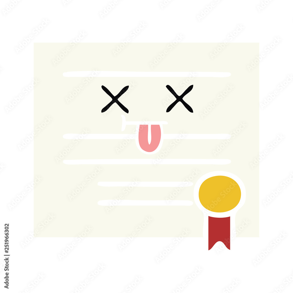flat color retro cartoon graduation diploma flat color retro cartoon graduation diploma