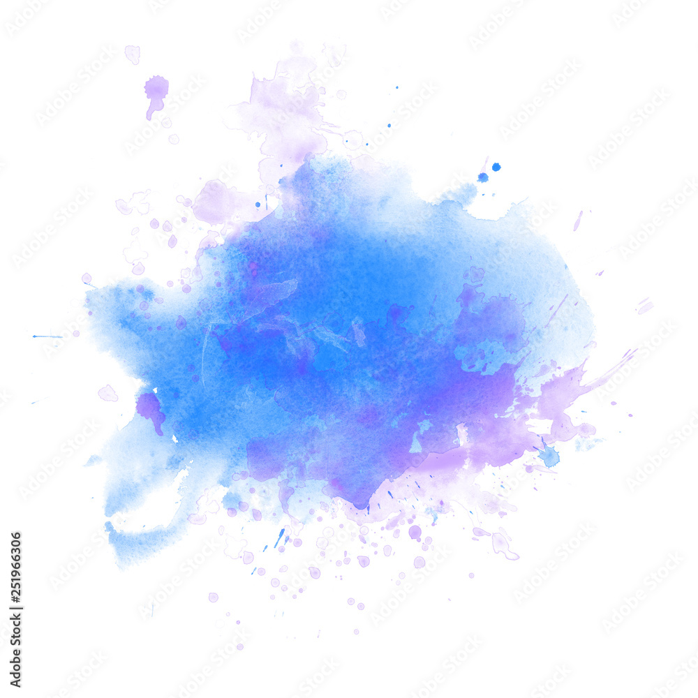 Light Blue watercolor splash backround isolated on white