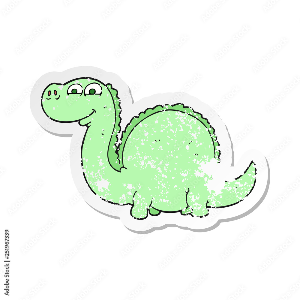 retro distressed sticker of a cartoon dinosaur retro distressed sticker of a cartoon dinosaur