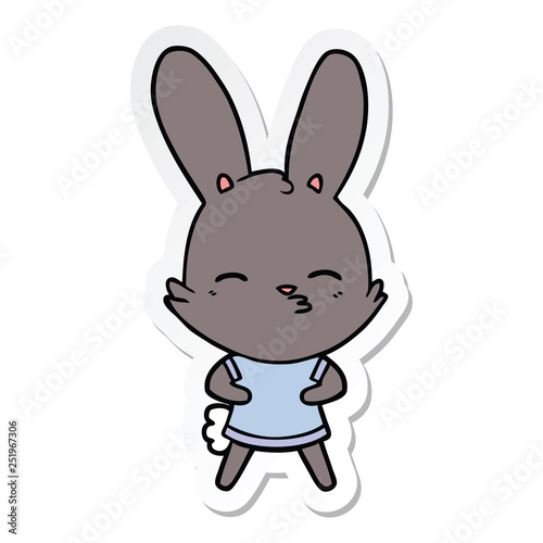 sticker of a curious bunny cartoon