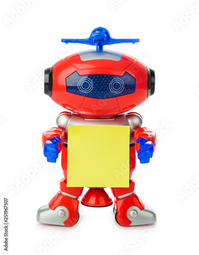 Fototapeta Naklejka Na Ścianę i Meble -  Toy robot with blank paper