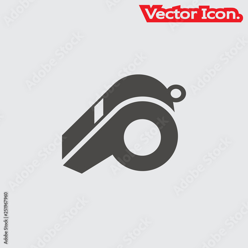 Whistle icon isolated sign symbol and flat style for app, web and digital design. Vector illustration.